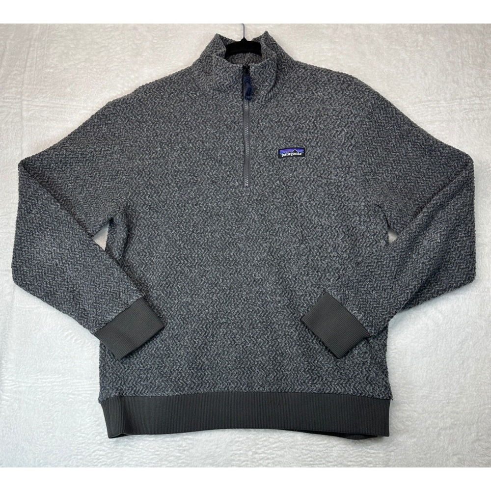 Patagonia Worn Wear Quarter Zip Pullover Mens M Gray Recycled Wool Blend Fleece